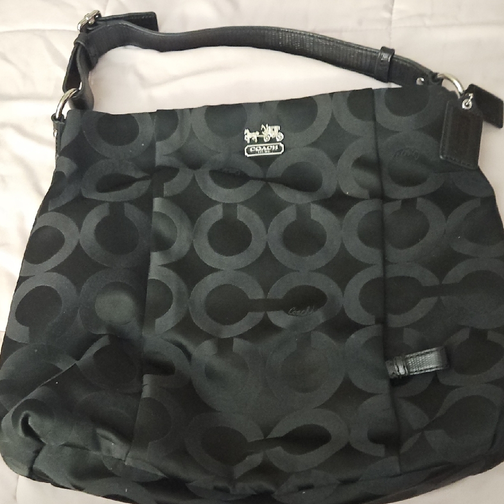 Madison Coach Black Circle Pattern Shoulder Bag